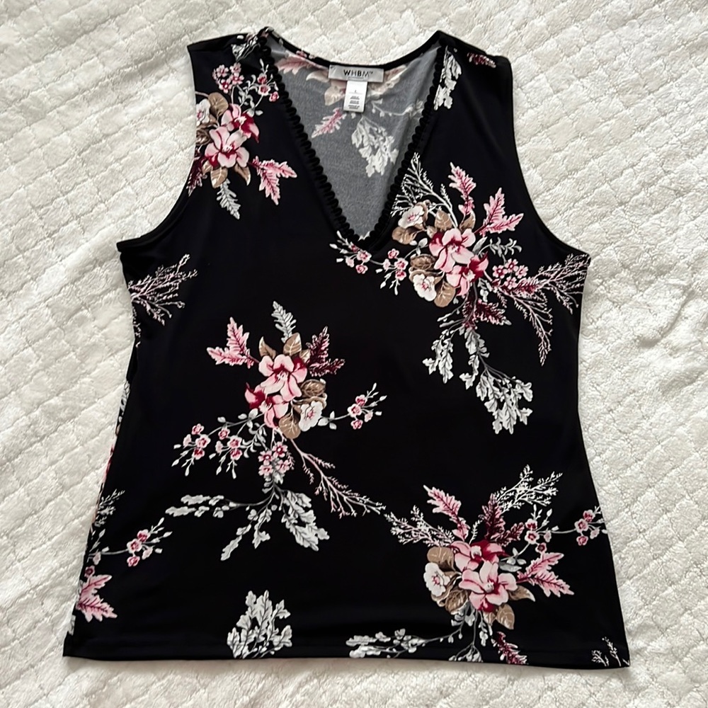 White House Black Market Black Floral Top